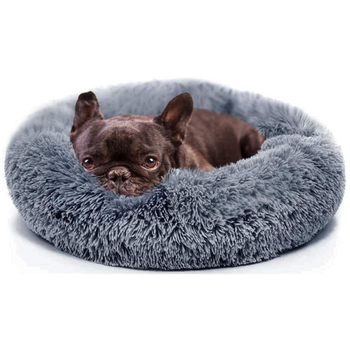 Small Calming Dogs Bed for Small Dogs Anti-Anxiety Machine Washable Fluffy Luxury Anti-Slip Waterproof Mute Base Warming Cozy Soft Pet Puppy Round Bed