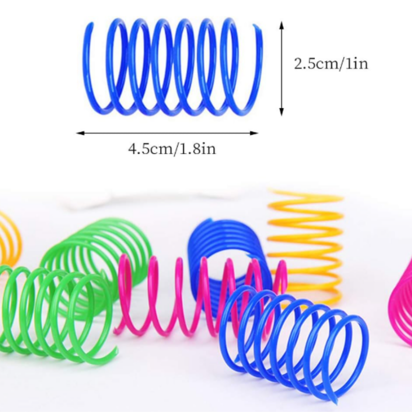 BOUNCY BUD'S Cat Spiral Spring, 12 Pc Cat Creative Toy to Kill Time and Keep Fit Interactive Cat Toy Sturdy Heavy Plastic Spring Colorful Springs Cat Toy for Swatting, Biting, Hunting Kitten Toys