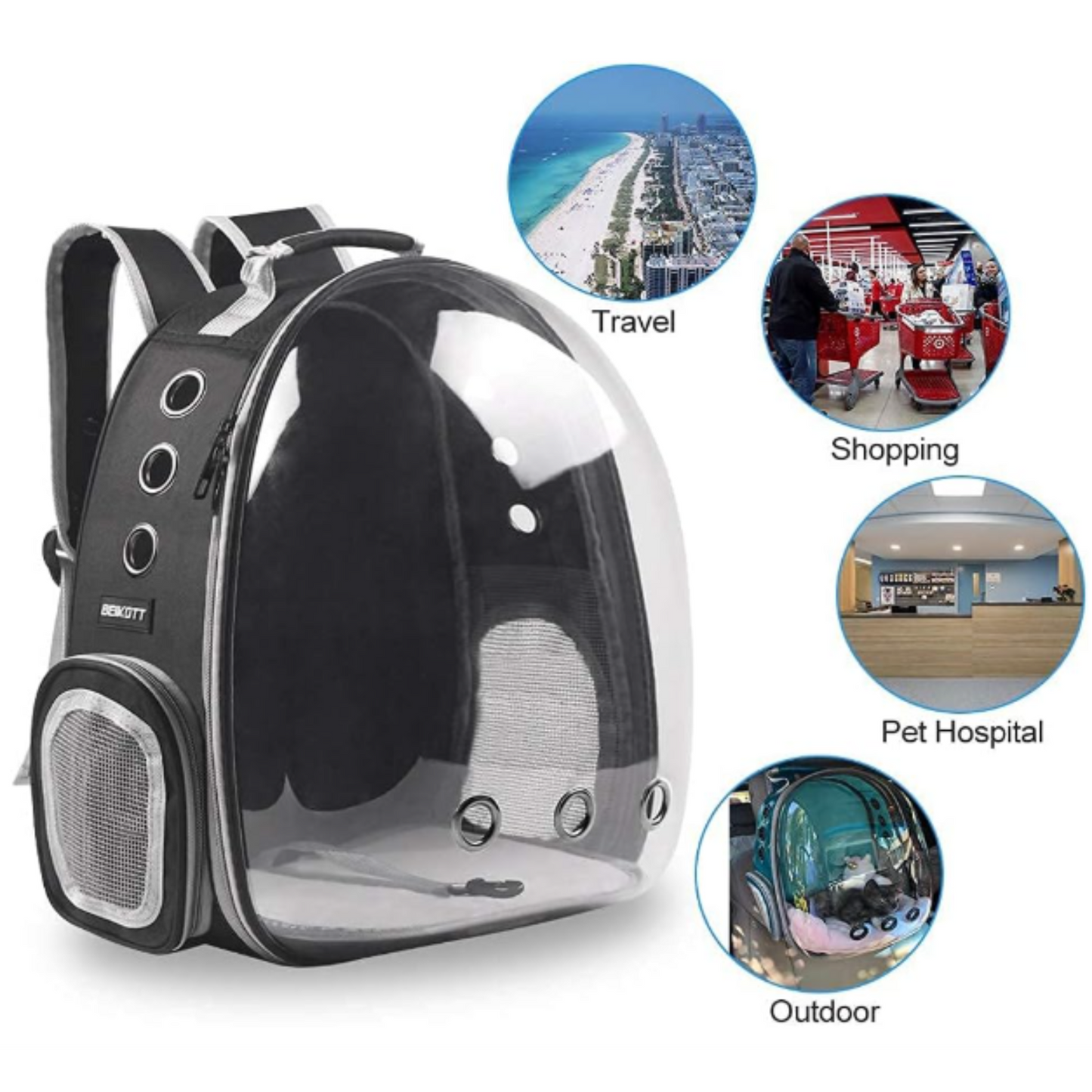 Cat Backpack Carriers Bag, Dog Backpack, Pet Bubble for Small Cats Puppies Dogs Bunny, Airline-Approved Ventilate Transparent Capsule Travel, Hiking and Outdoor Use