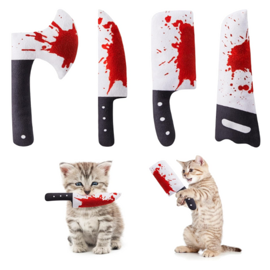 4Pcs Cat Toys Catnip Crinkly Sound Toy, Horror Knife-Shaped Kitten Bite Kicker Toys, Indoor Exercise 7.5 Inches for All Breeds