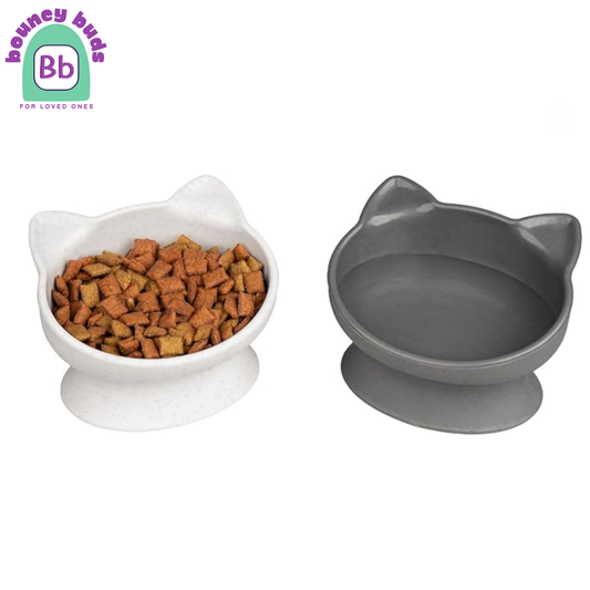 BCOUNCY BUD'S Raised Cat Ear Bowls, Small Bowls 2pk (Modern)