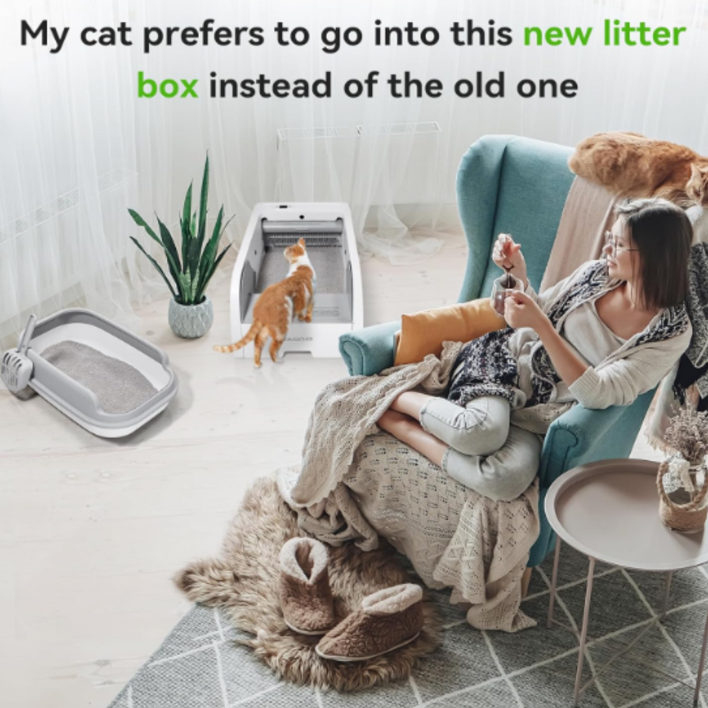 S6 Self Cleaning Litter Box, Upgraded Automatic Cat Litter Box Self Cleaning That Can Use Clumping Cat Litter, Smart Cat Litter Box, Anti Pinch and Odorless Electric Litter Box