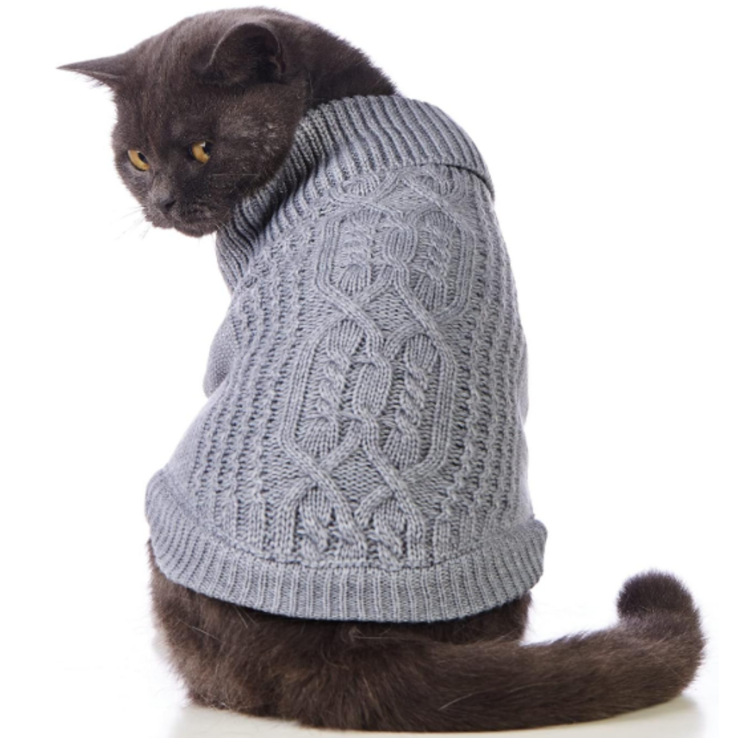 Cat Sweater 16 Color Turtleneck Knitted Sleeveless Dog Sweater Warm Winter Kitten Clothes Outfits for Cats or Small Dogs in Cold Season (Small, Grey)