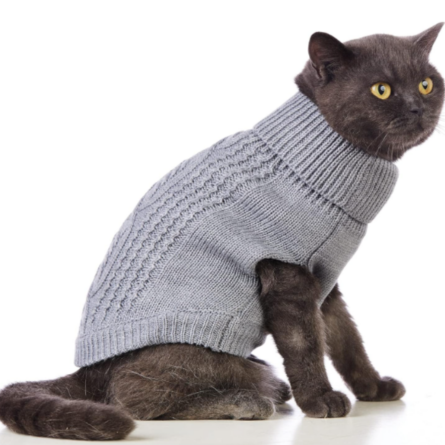 Cat Sweater 16 Color Turtleneck Knitted Sleeveless Dog Sweater Warm Winter Kitten Clothes Outfits for Cats or Small Dogs in Cold Season (Small, Grey)