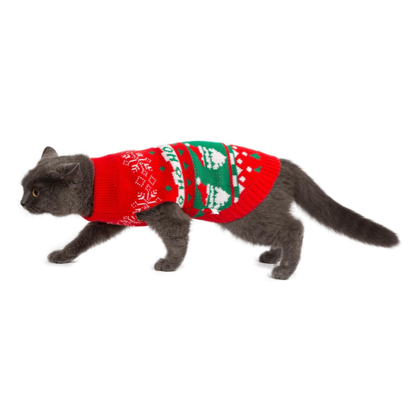 Cat Christmas Sweater 2 Packs Cat Sweaters for Cats Only Cat Christmas Outfit Warm Winter Knit Pullover Knitwear for Small Dogs(Small, Christmas)