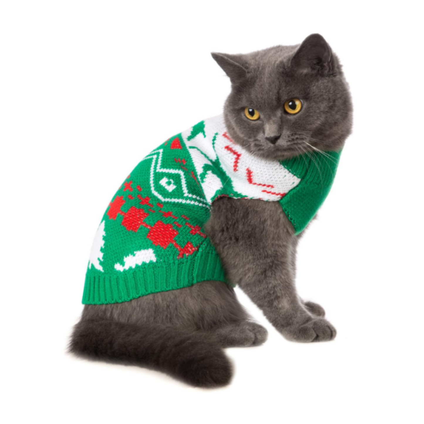 Cat Christmas Sweater 2 Packs Cat Sweaters for Cats Only Cat Christmas Outfit Warm Winter Knit Pullover Knitwear for Small Dogs(Small, Christmas)