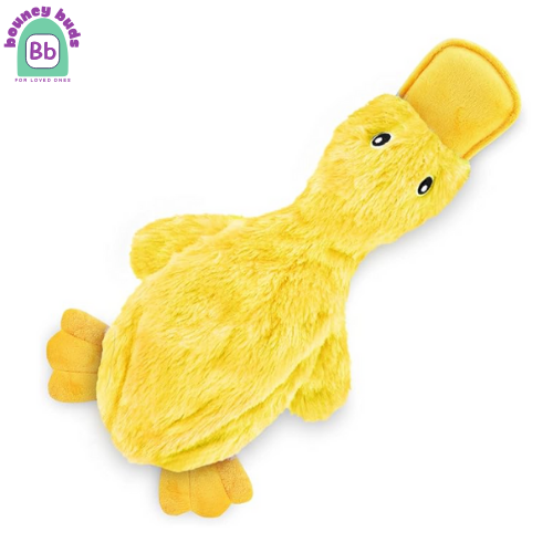 Best Pet Supplies Crinkle Dog Toy for Small, Medium, and Large Breeds, Cute No Stuffing Duck with Soft Squeaker, Fun for Indoor Puppies and Senior Pups, Plush No Mess Chew and Play - Yellow