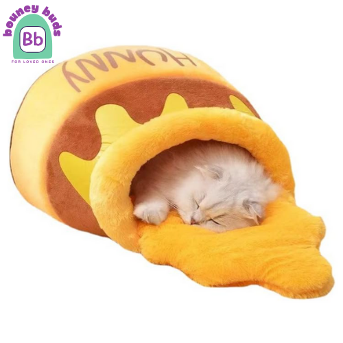 Honey Pot Cat Bed - Comfortable Memory Foam Pet Furniture with Removable Cushion - Stylish and Washable Cat Bed for Small Cats and Breeds