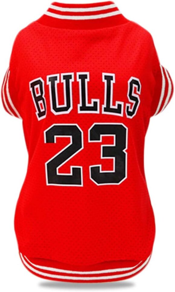 ZAVREN'S Dog Clothes Basketball Mesh Breathable T-Shirt,Pet Clothes Puppy Sportswear Spring/Summer Fashion Dog Shirt. (Red, Small)