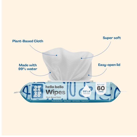 Pack pf 12 Extra Gentle Unscented Baby Wipes, Plant Based, Made with 99% Water and Aloe for Babies and Kids, 720 Count - Image 2