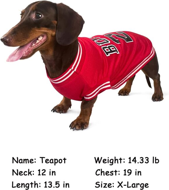 ZAVREN'S Dog Clothes Basketball Mesh Breathable T-Shirt,Pet Clothes Puppy Sportswear Spring/Summer Fashion Dog Shirt. (Red, Small) - Image 2