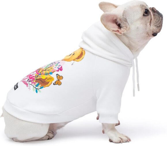 Zavren Dog Hoodie Dog Clothes Extra Warm Fleece Lining Stretchy Fit for Small Medium Dogs (White, X-Large)