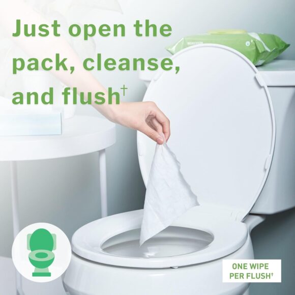 McKesson Flushable* Adult Wet Wipes – 576 Wipes (12 Pack of 48) – Aloe & Vitamin E, Plant-Based Cleansing Wipes, Unscented - Image 3